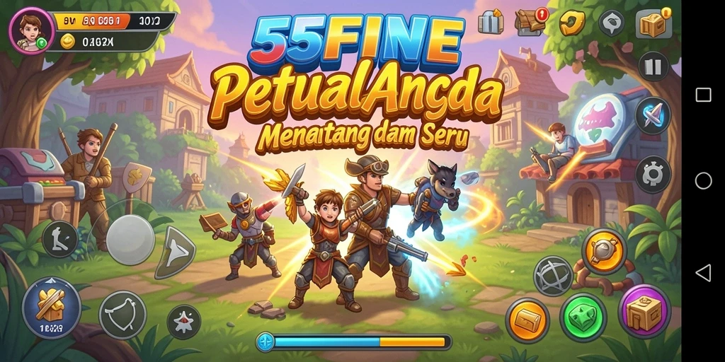Tampilan menarik dari gameplay Arcade 55FIVE yang seru.