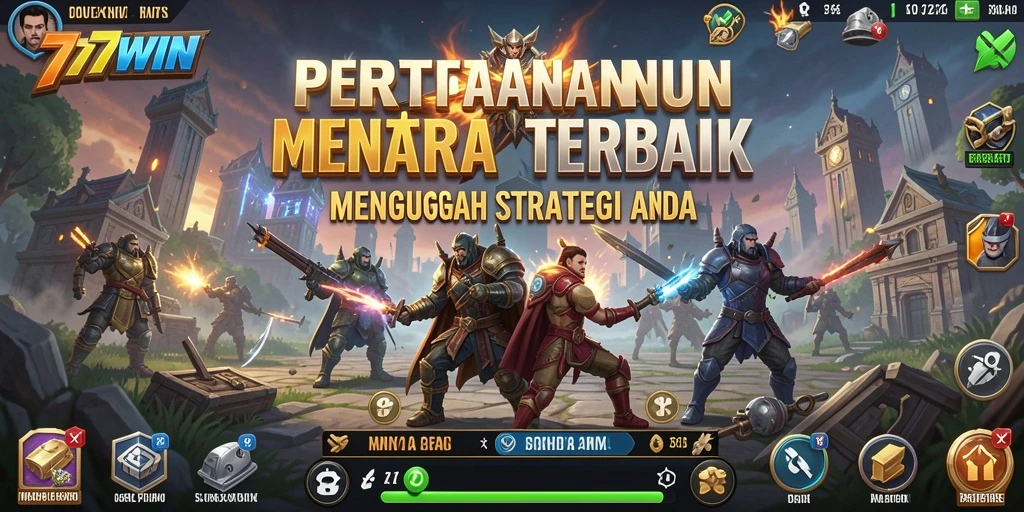 Screenshot gameplay 777WIN menampilkan aksi pertahanan menara yang mendebarkan.
