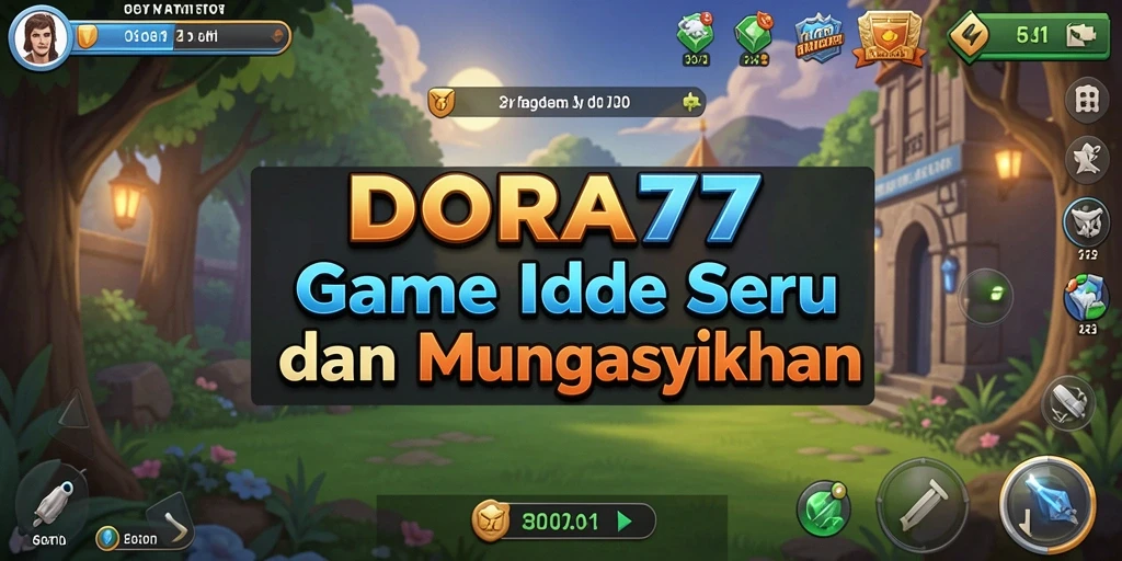 Tampilan gameplay DORA77 dengan karakter dan sumber daya menarik.