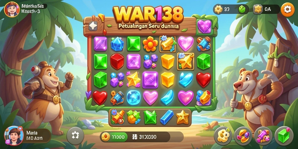 Gameplay menarik dari game Match-3 WAR138 dengan beragam tantangan.